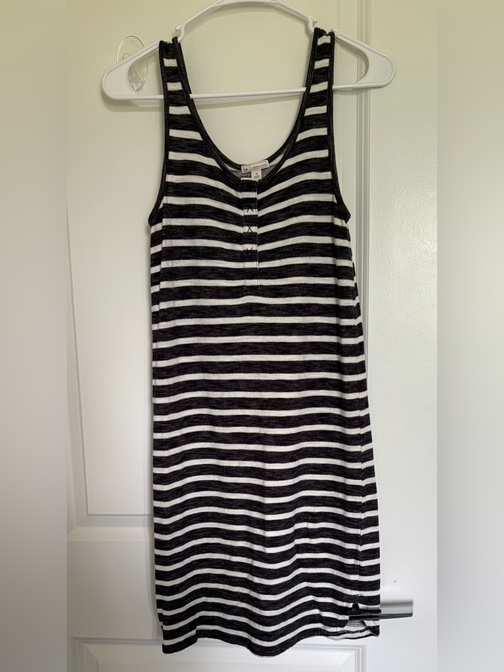 GAP Black and White Striped HenleyTank Mini Dress. Women size XS